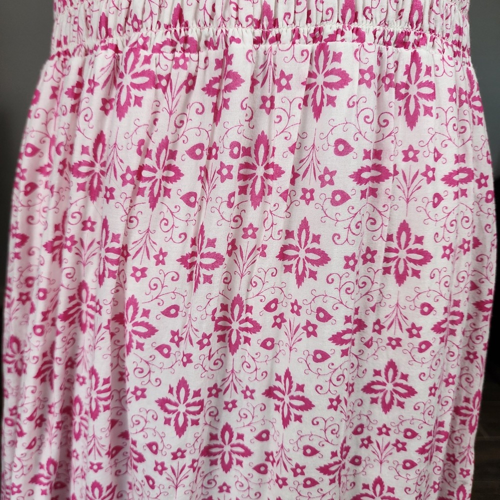 Boden Maxi Dress Womens 10 Pink White Floral Smocked Cotton Cottage Casual Boho - Picture 10 of 11
